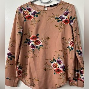 SHEIN Floral Nude Blouse Sz XSmall